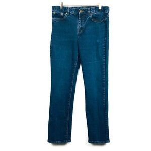 LRL Ralph Lauren JEANS CO. Dark Wash Mid Rise Denim Blue Jeans Straight Leg Sz 8